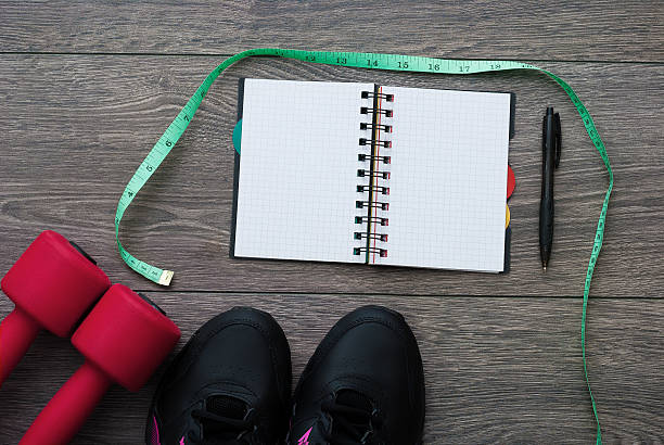 Sport. Outfit for exercises. Equipment for good training on wooden background