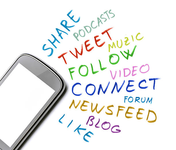 social media words and mobile phone