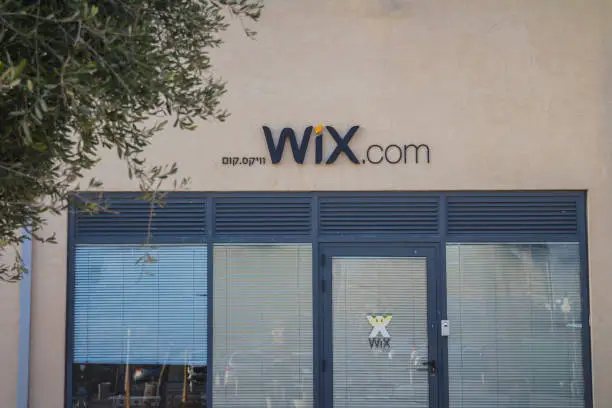 Wix.com sign on one of the Wix buildings at Tel Aviv Port district 