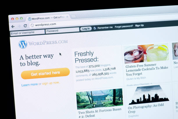 "St Ives, England - July 31, 2012: Close up of the WordPress website displayed in Google Chrome. WordPress is a semantic personal publishing platform with a focus on aesthetics, web standards, and usability."